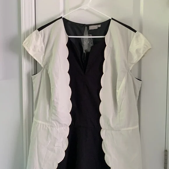 Eshakti black and Creme Scalloped dress size 2X-22W fit and‎ flare midi - Picture 5 of 11